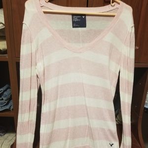 Pink and white striped sweater
